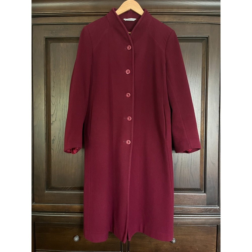 Vintage Forecaster of Boston 100% Wool Lined Long Winter Coat Red Burgundy Sz S